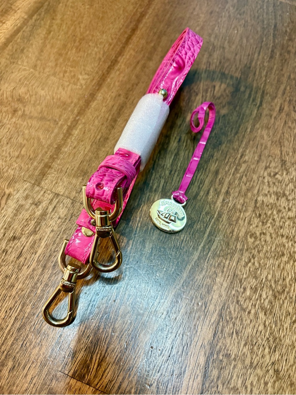 Brahmin Paradise Pink - Croc Embossed Crossbody Strap & Hang Tag